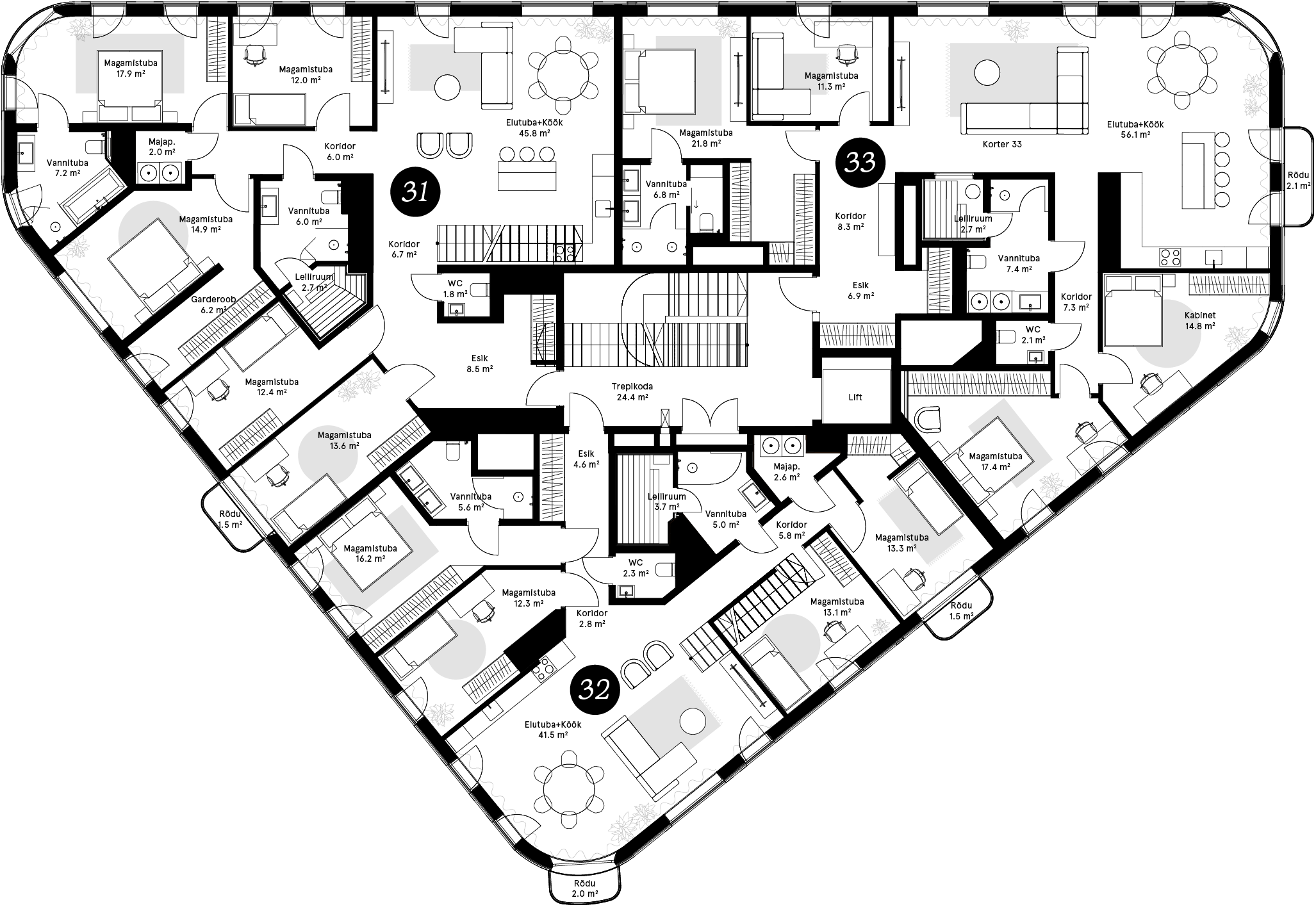 Floor plan - Korter 33